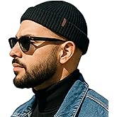 Comhats M/L/XL/XXL Short Fisherman Beanies Hat Knit Trawler Winter Fall Spring Hat Light Warmth Skull Cap for Men Women