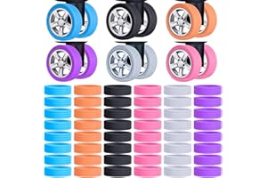 Limpskys 48 Pcs luggage wheel covers（6 Colos）, luggage wheel protector, suitcase wheel covers, silicone suitcase wheel cover, wheel covers for luggage,for Most 8-Spinner Wheels Travel Luggage Cover