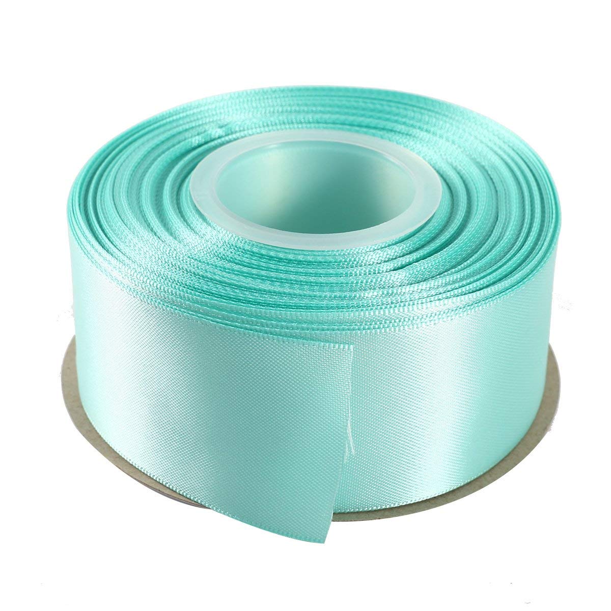ITIsparkle 38mm Double Faced Satin Ribbon 22 Meters-Roll Set for Gift Wrapping Party Favor Hair Braids Hair Bow Baby Shower Decoration Floral Arrangement Craft Supplies, Aqua Ribbon