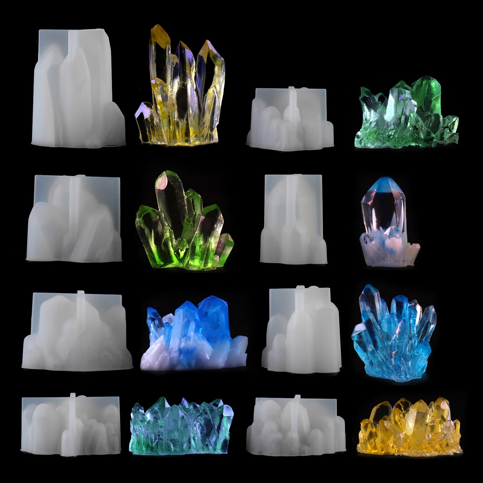 EPODA Resin Moulds Silicone Crystals, 8pcs Silicone Mold Crystals,Epoxy Resin Moulds DIY Jewelry Craft Molds