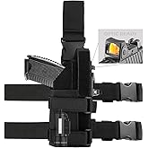 Universal Drop Leg Tactical Gun Holster fit Pistols with Optic/Light/Laser, Adjustable Thigh Nylon Gun Holster Compatible with Glock 1911 S&W Sig Sauer Ruger Taurus Berreta CZ HK and More