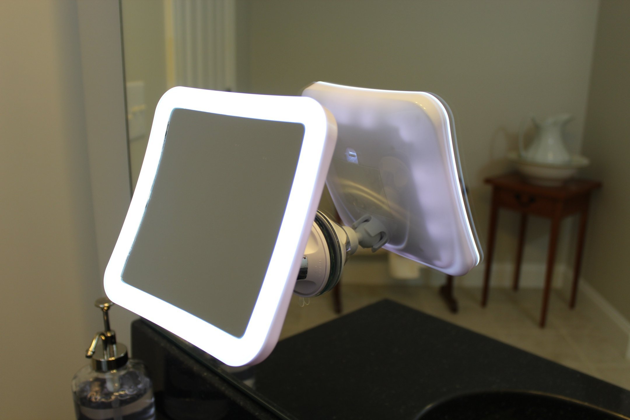 7X Lighted Makeup Mirror With Locking Suction Mount And Ball Joint Swivel