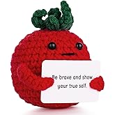 YATOJUZI Positive Tomato Crochet Emotional Spiritual Support Encouragement Inspirational Gifts for Women Men Coworker Friends Office Desk Car Decor