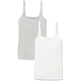Amazon Essentials Women's Maternity Nursing Friendly Camisole with Adjustable Straps and Built-in Shelf Bra, Pack of 2