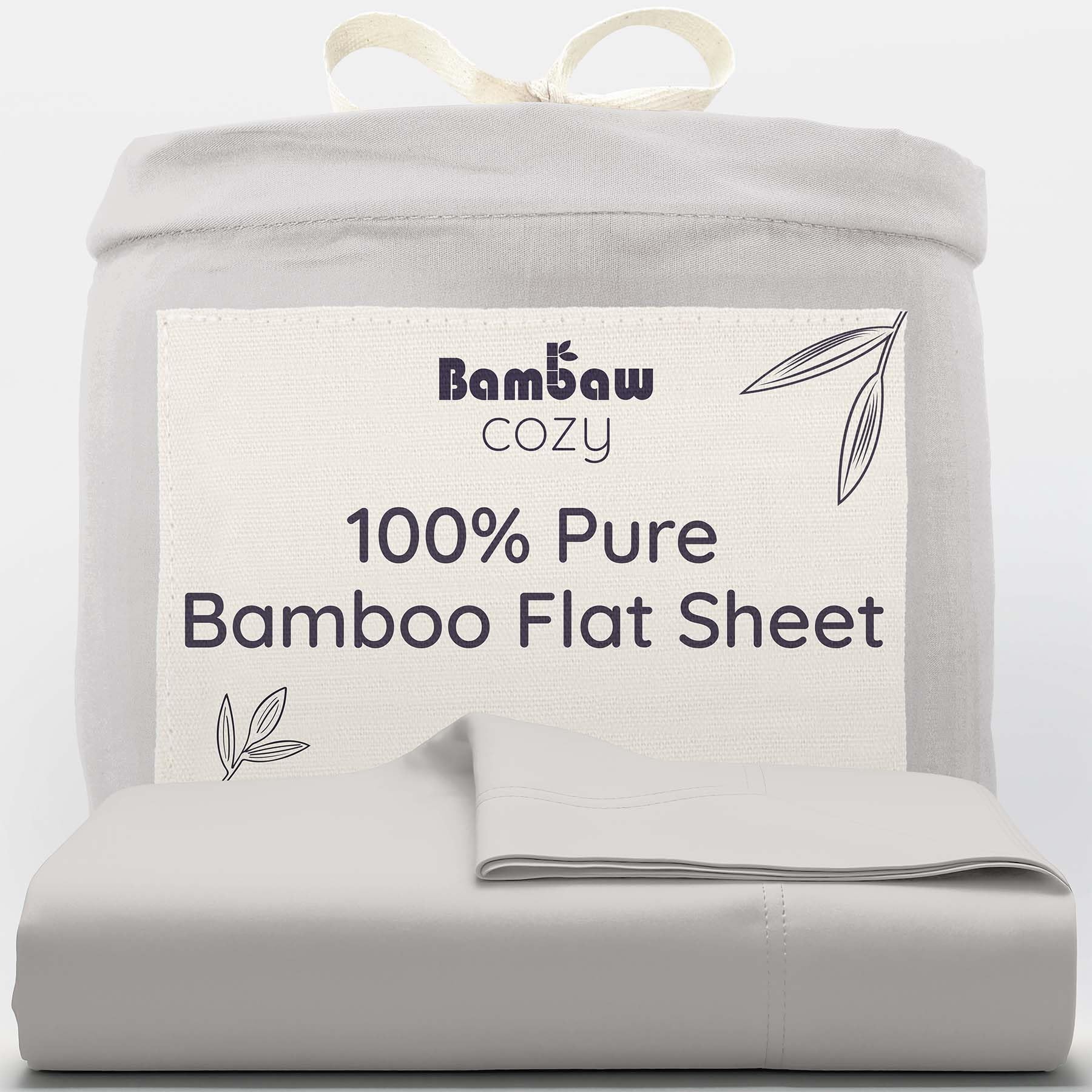 Grey Flat Sheet King Size | Bamboo Flat Sheet King Size | 270x290 cm | Hotel Bedding | Cool Mattress Topper For Night Sweats | Soft Bed Sheets | Silver Flat Sheet | Bambaw