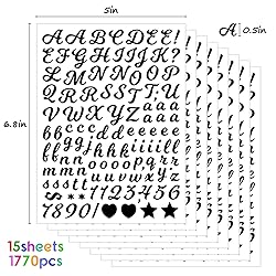 1770 Pcs Letter Stickers 0.5 Inch Black Alphabet