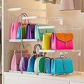 5 Pack Purse Organizer for Closet,Clear Acrylic Display Case for Handbag Organizer, Purse Storage Box, Plastic Storage Bins for Book, Collectibles, Cosmetic (5PC-L)