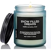 M&SENSE Snow Filled Dream - Jasmine & Pine Scented Natural Soy Wax Cotton Wick Candle for Home Decor, 7.05oz 50 Hours Long Lasting Winter Scent Holiday Gifts for Women Men