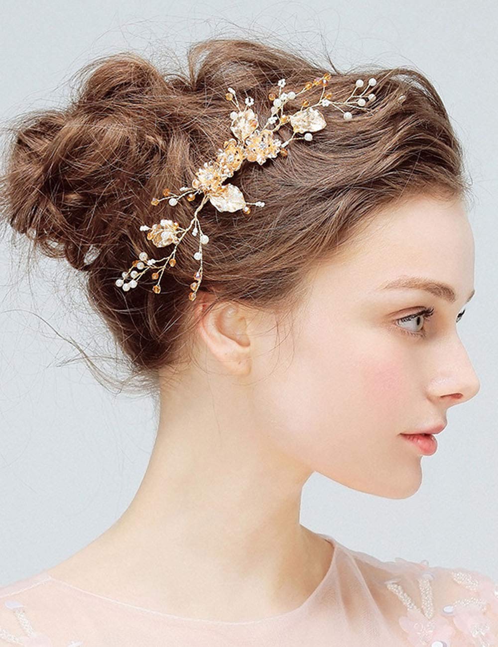 Buy Deniferymakeup Bridal Comb Floral Gold Crystal Leaf Bridal