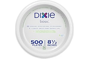 GEORGIA-PACIFIC Dixie Basic 8.5 Inch Light-Weight Paper Plates by GP PRO, White, 500 Count (125 Disposable Plates Per Pack, 4 Packs Per Case), DBP09W