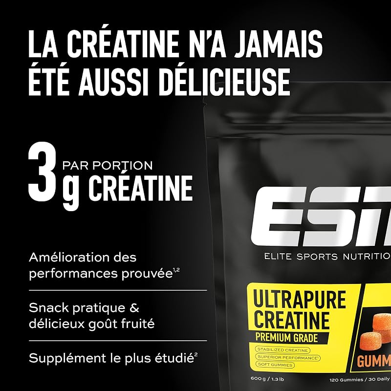 Ultrapure Creatine Gummies, 120 bonbons gélifiés, saveur pêche