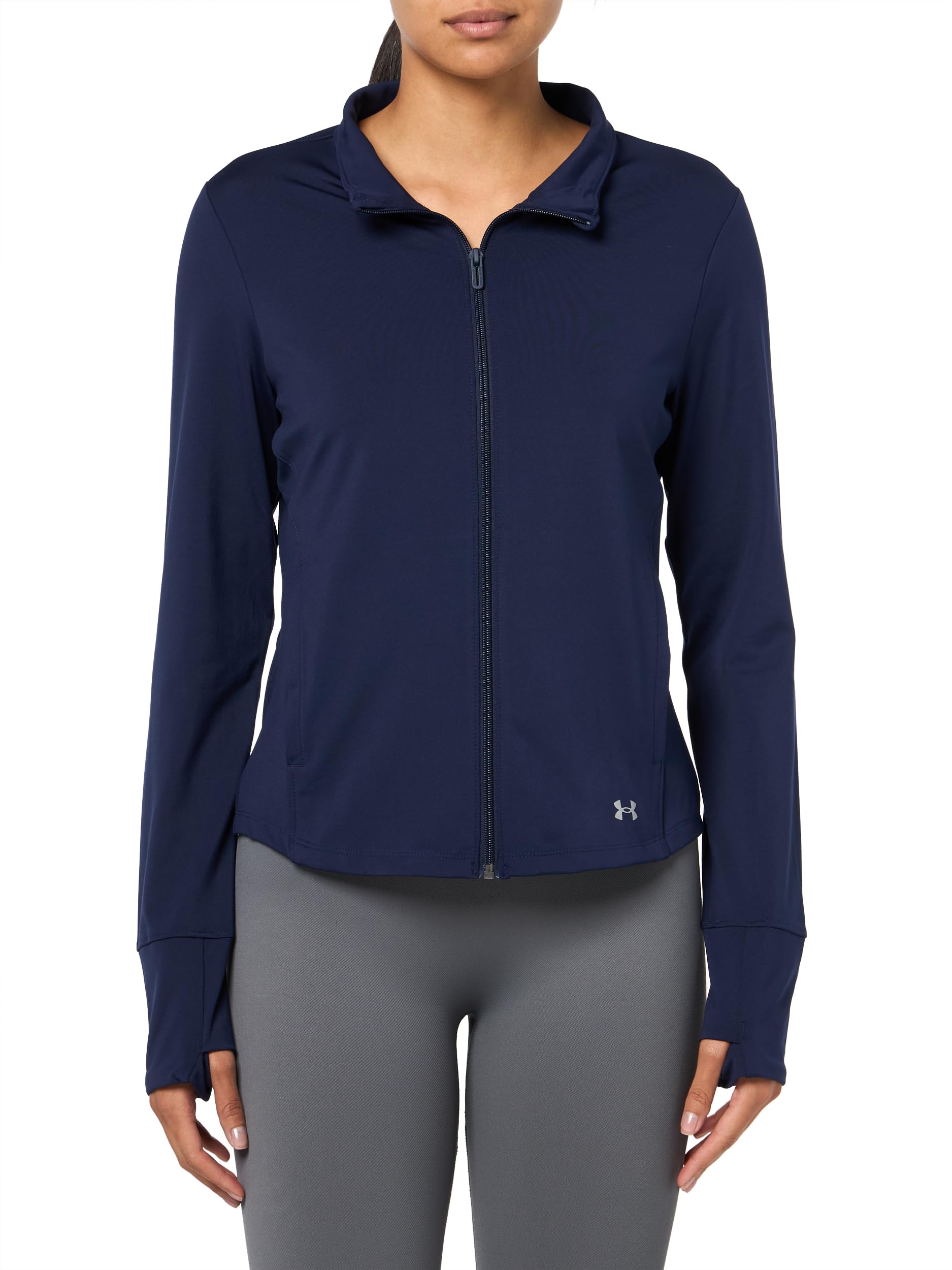 Under Armour Women’s Movement Full Zip Jacket, (410) Midnight Navy / / Metallic Silver, Medium