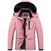 MOERDENG Women's Ski Jacket Waterproof Warm Winter Coat Hooded Snowboarding Jacket Versatile for Hiking & Winter Activities