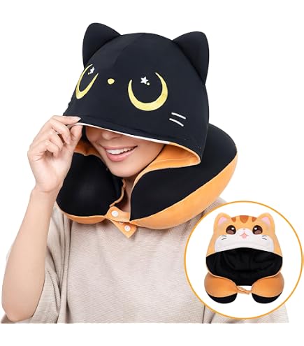 Oreiller De Voyage Avec Capuche Joytential - Mousse Mémoire De Forme - Ajustable Pour Avion, Voiture, Bureau - 2