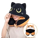 Certified to ASTM & CPSIA Standards–Kids Travel Neck Pillow with Hood,Memory Foam Airplane Pillow,Double-Sided, Cute Design, Cooling Ice Silk & Soft Plush, Adjustable, Portable & Washable for Flights