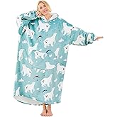 Moinlizy Wearable Blanket Hoodie, Long Thick Hooded Blanket Oversized for Adults Women Men with Pocket and Sleeves