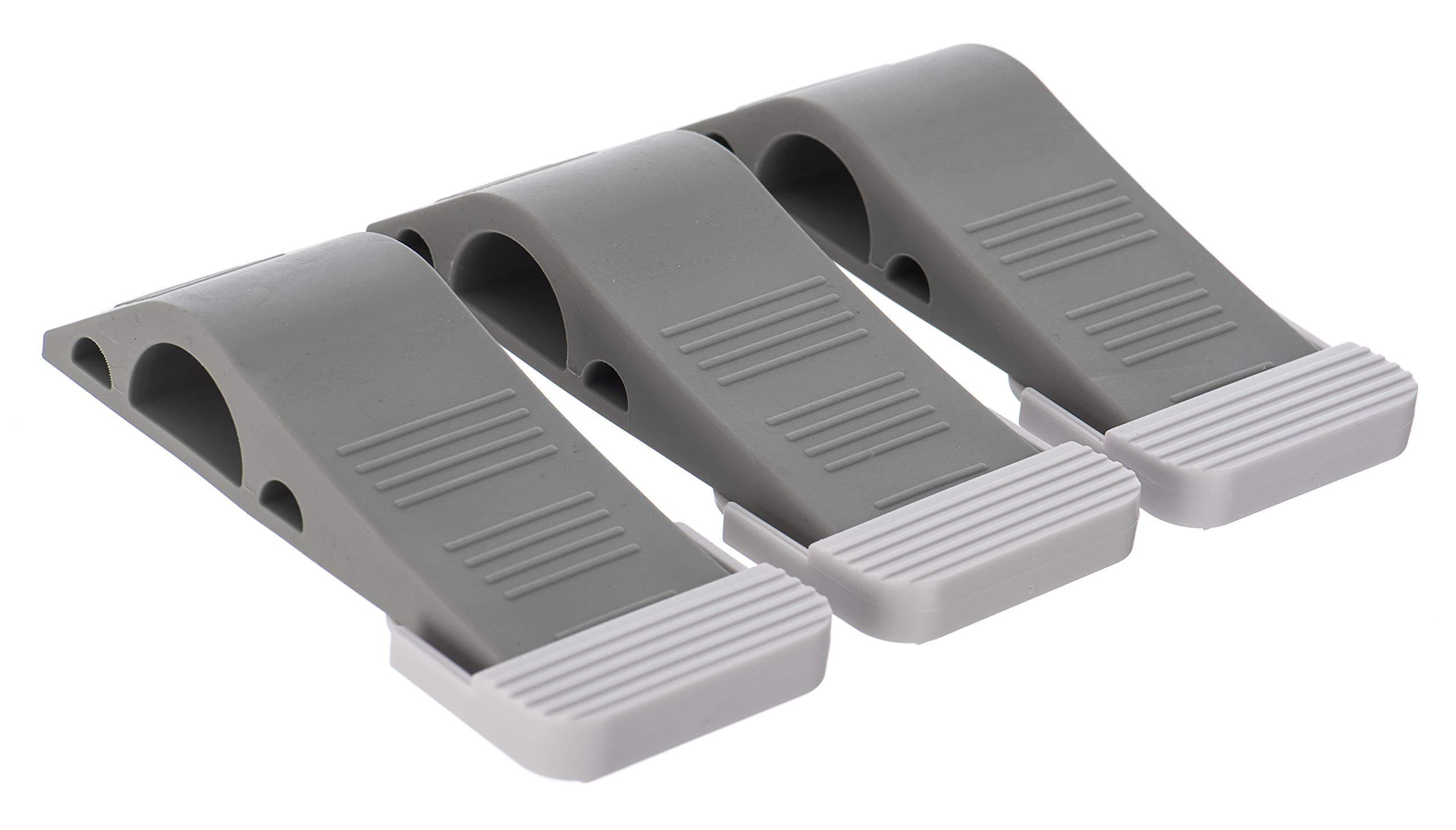 FiNeWaY 3 Door Wedge Heavy Duty Rubber Door Wedge with Holder - Non-Slip Door Jammer - Ideal for Homes, Offices and Workshops - Grey