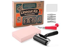 BOBBLEBRO Linocut Kit for Printmaking with 5PCS 4"x6" Soft Rubber Linoleum Blocks, Brayer & Carving Tools – Block Printing & Stamp Making Supplies for Beginners & Artists
