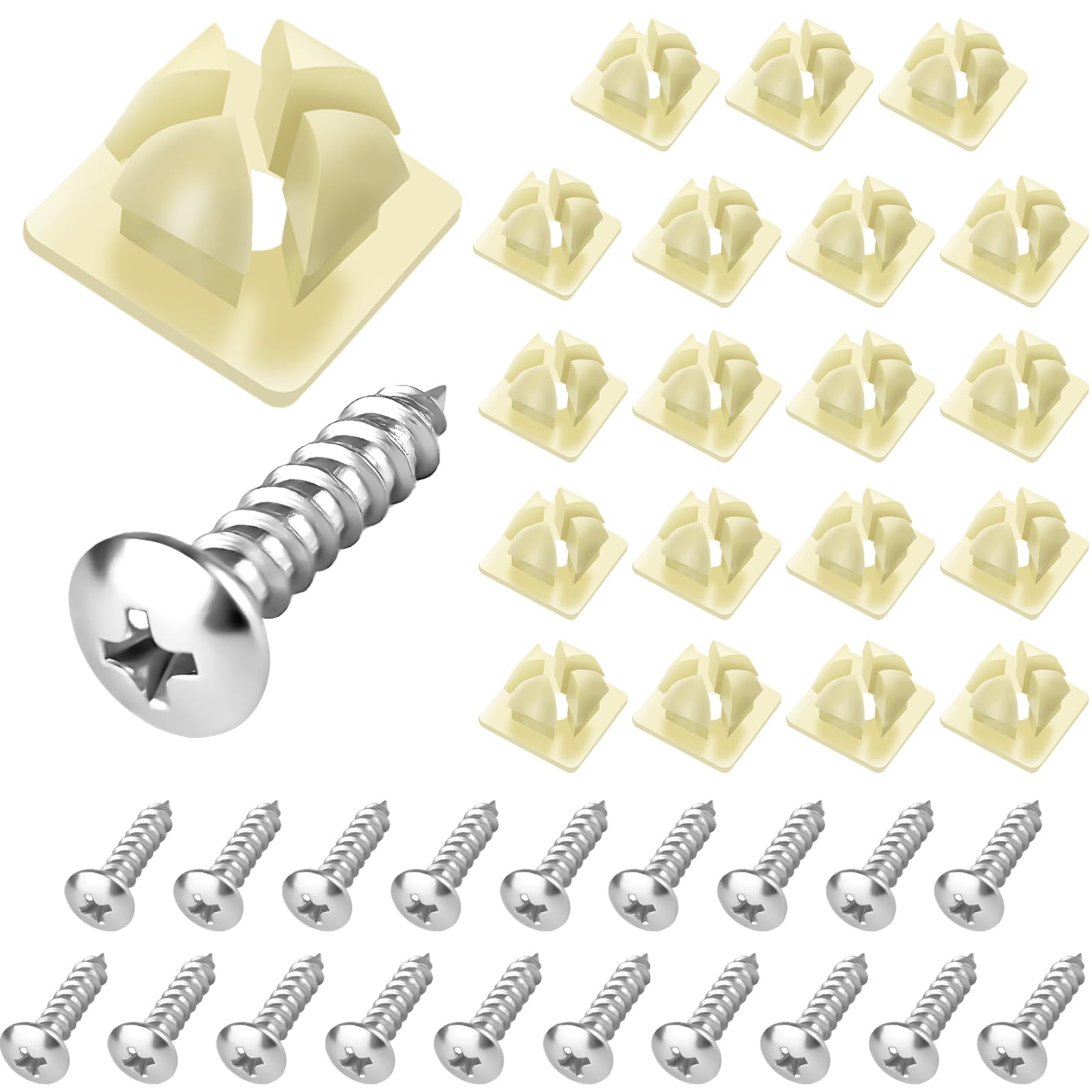 Photo 1 of (Set of 20) License Plate Mounting Kit,Stainless License Plate Screws Nylon Screw Inserts Self Tapping Bolts,Used to Secure Front and Rear License Plates on Cars Trucks and Frames