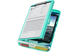 AOJIENI Clipboard with Storage, Heavy Duty Plastic Nursing Clipboard, High Capacity Storage Clipboard Folder for Office, Nurse, Paperwork, 2 Compartments, Letter Size, Side Opening, Teal