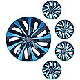 Hubcap Wheel Cover Replacement R16 Hub Caps Universal Wheel Rim Cover ABS Material Exterior Accessories for Car Truck SUV -Set of 4（16-inch，Blue-Black）