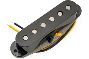 Musiclily Pro ST-FAT60S Staggered Alnico 2 Single Coil Middle Pickup for Strat Style Electric Guitar, Black