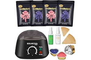 Waxing Kit for Women, Bouvetan Dual LED Wax Warmer for Hair Removal with 14oz Hard Wax Beads for Full Body, Eyebrows, Armpit, Legs, Chest Bikini Brazilian Painless Waxing Kit for Women Men