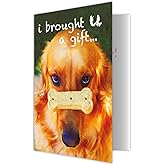 Dog Speak Pet Sitter Thank You Card – “I Brought U a Gift...” – Funny Greeting Card from Dog – Appreciation Card with Envelope, 4.75" x 6.75"