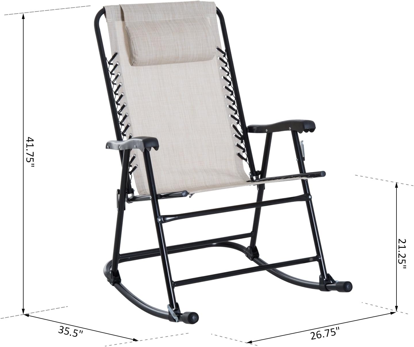 Outsunny Mesh Outdoor Patio Folding Rocking Chair Set - Cream White : Garden & Outdoor