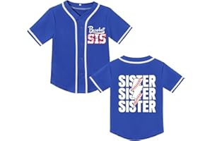 BAICAIYU Girls Baseball Sister Jerseys Toddler Baseball Sisters Shirt Birthday Funny Cute V-Neck Short Sleeves Sport Tee