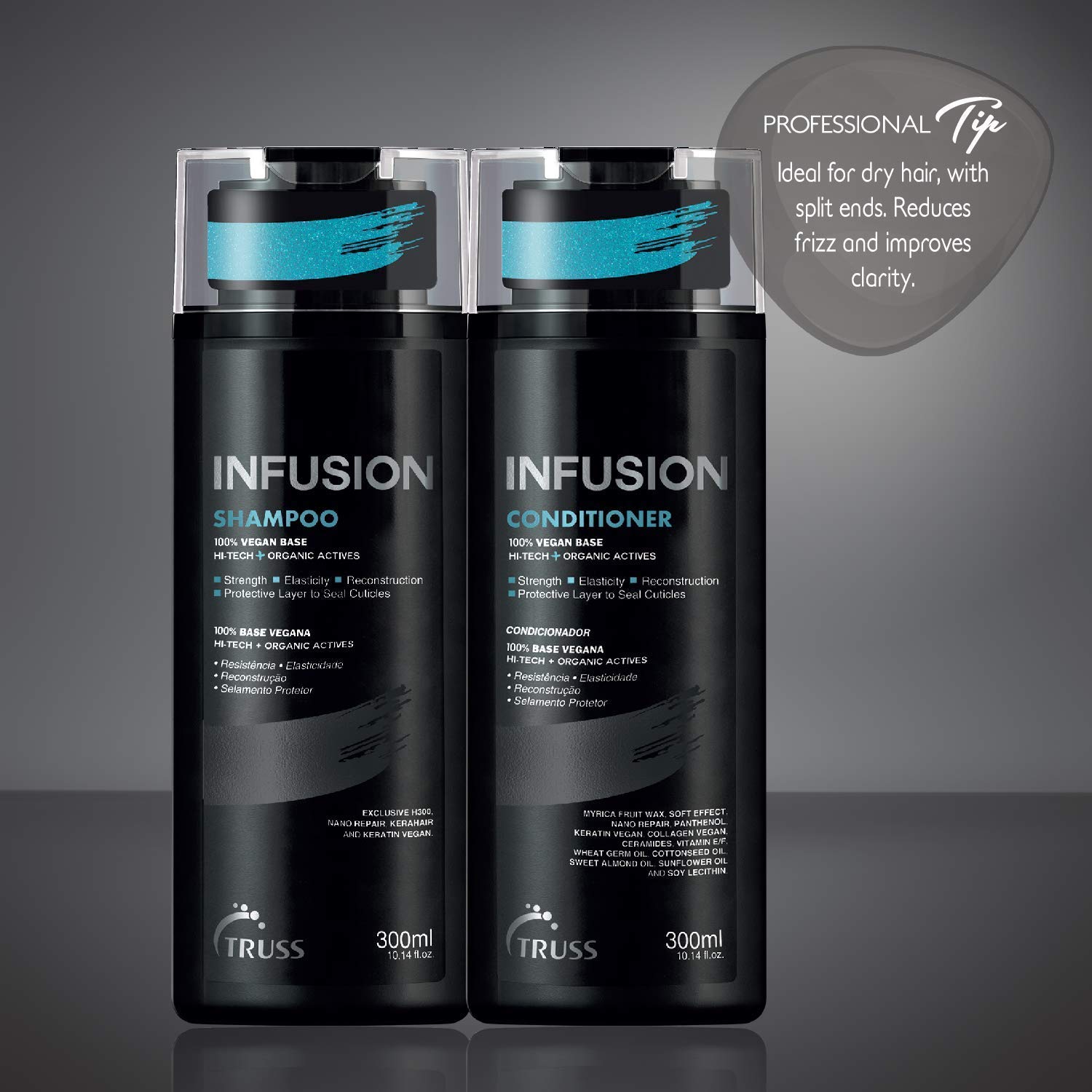 TRUSS Infusion Hair Conditioner - Restorative, Detangling Conditioner for Dry Hair - Softens, Hydrates and Delivers Strong Split End Repair - 100% Vegan Formula + Color-Safe (300 ml)