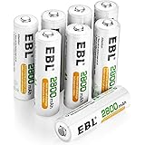 EBL Pack of 8 AA Batteries 2800mAh High Capacity Precharged Ni-MH AA Rechargeable Batteries