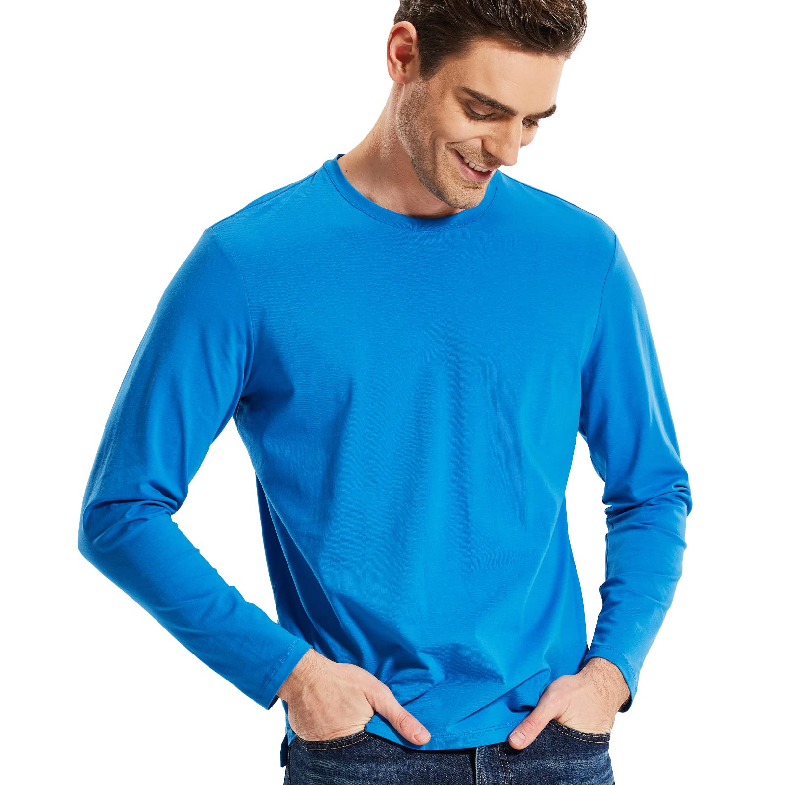 MIER Men Long Sleeve Soft Shirts Comfy Cotton T