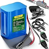 Mspalocell 12V Rechargeable Lithium battery 5600 mAh with Charger Bare Leads Wire Compatible with 12V Devices RC Car,LED Strip,DIY Project,Electronic Organ,Optical Network Unit,CCTV Camera,Solar Panel