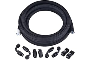 EVIL ENERGY 6AN PTFE Fuel Line Kit, AN6 E85 Fuel Hose Line 10FT Black