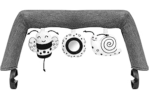 iGRATENS Baby Bjorn Bouncer Toy Bar, Toy Bar for Baby Bouncer Bliss and Balance Soft with 3 PCS Cute Sensory Toys, Easy to Attach and Remove, Skin -Friendly, Machine Washable, Black and White, Soft