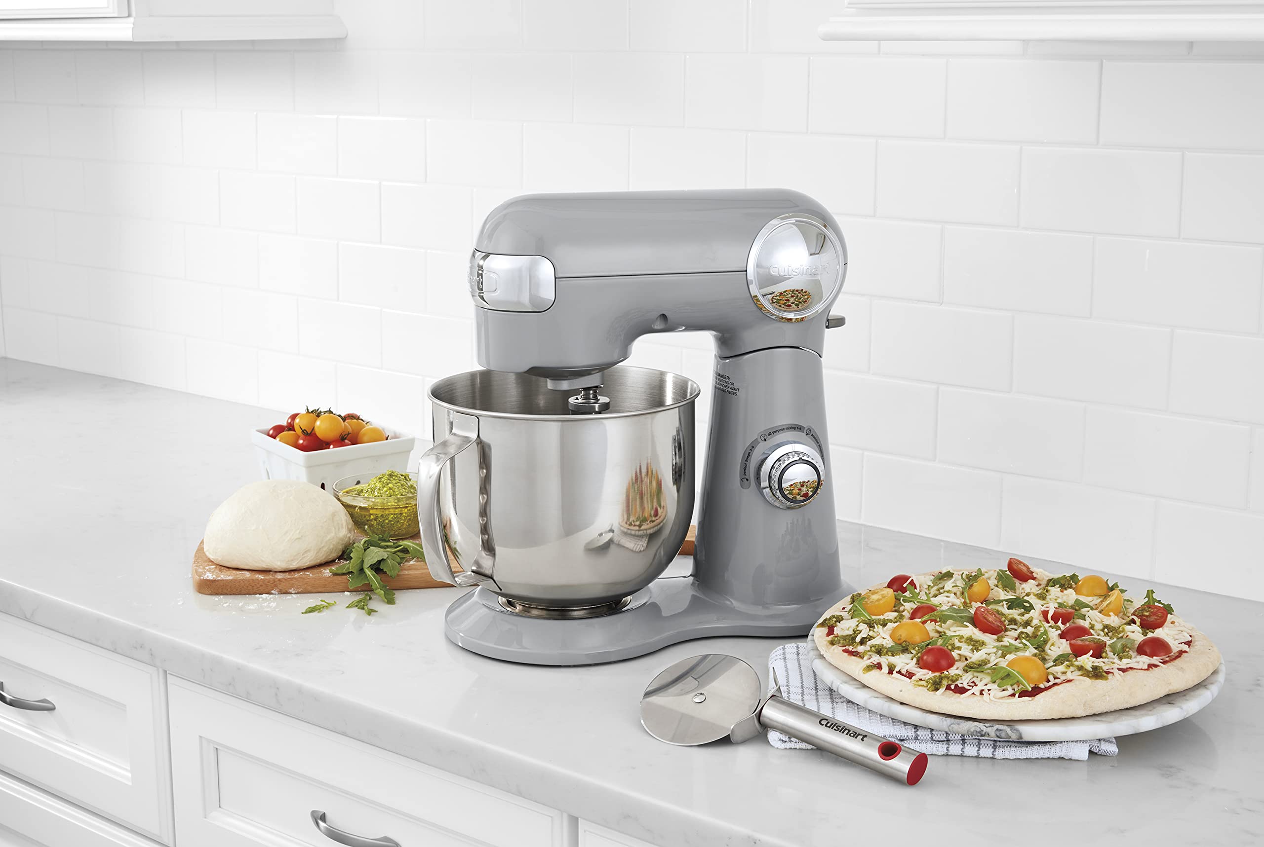 Cuisinart SM-50GR Precision Master 5.5-Quart 12-Speed Stand Mixer, Flat Mixing Paddle, Dough Hook, and Splash Guard, Dove Gray & SM-50BLU Precision Master 5.5-Quart Stand Mixer, Frosted Blue