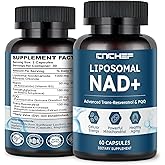 CNCHEF Liposomal NAD Supplement -1000mg, NAD Resveratrol Supplement for Women & Men with Nicotinamide Riboside, Resveratrol, PQQ & TMG, NAD Plus Boosts NAD+ Levels, Anti-Aging & Brain, 60 Capsules