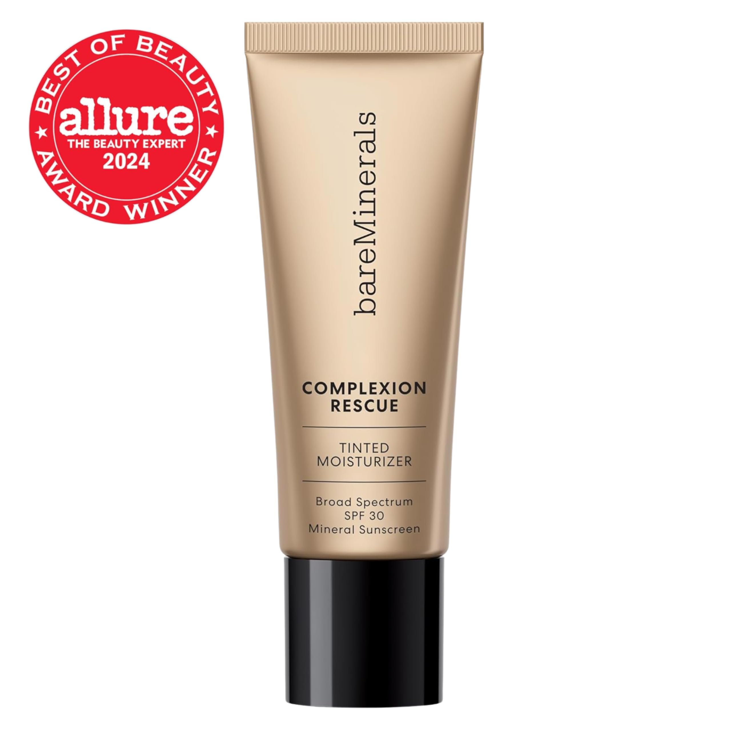 bareMinerals Complexion Rescue Tinted Moisturizer for Face with SPF 30, Hydrating Vegan Tinted Mineral Sunscreen with Hyaluronic Acid, Sheer-to-Light Coverage for Dewy, Healthy-Looking Skin