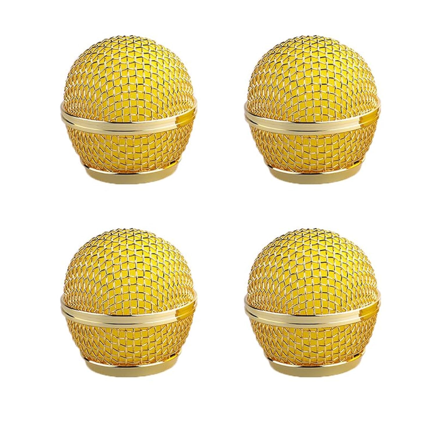 Wokyo 4PCS Microphone Head Replace, Steel Mesh Mic Grille Heads, Grille Mic Ball Replacement with Inner Foam, Fits for Beta 58A SM58 PG58 (Gold, 4 pcs)