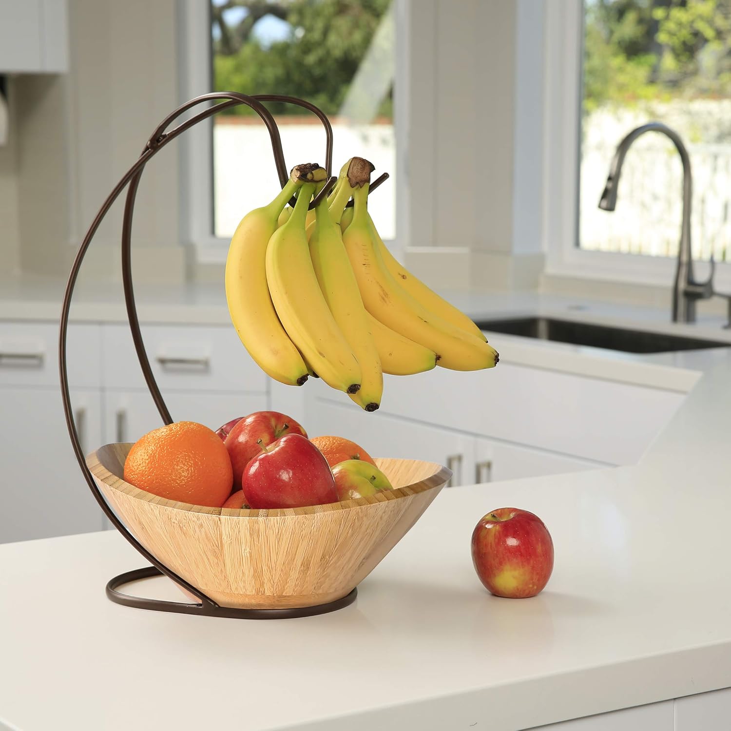 Wood Fruit Bowl With Banana Hanger Keep your fruit fresh and separate