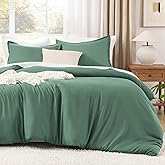 Litanika Comforters Full Size Haze Green, 3 Pieces Lightweight Solid Bedding Set & Collections, All Season Fluffy Bed Set (79x90 Inches Comforter & 2 Pillowcases)