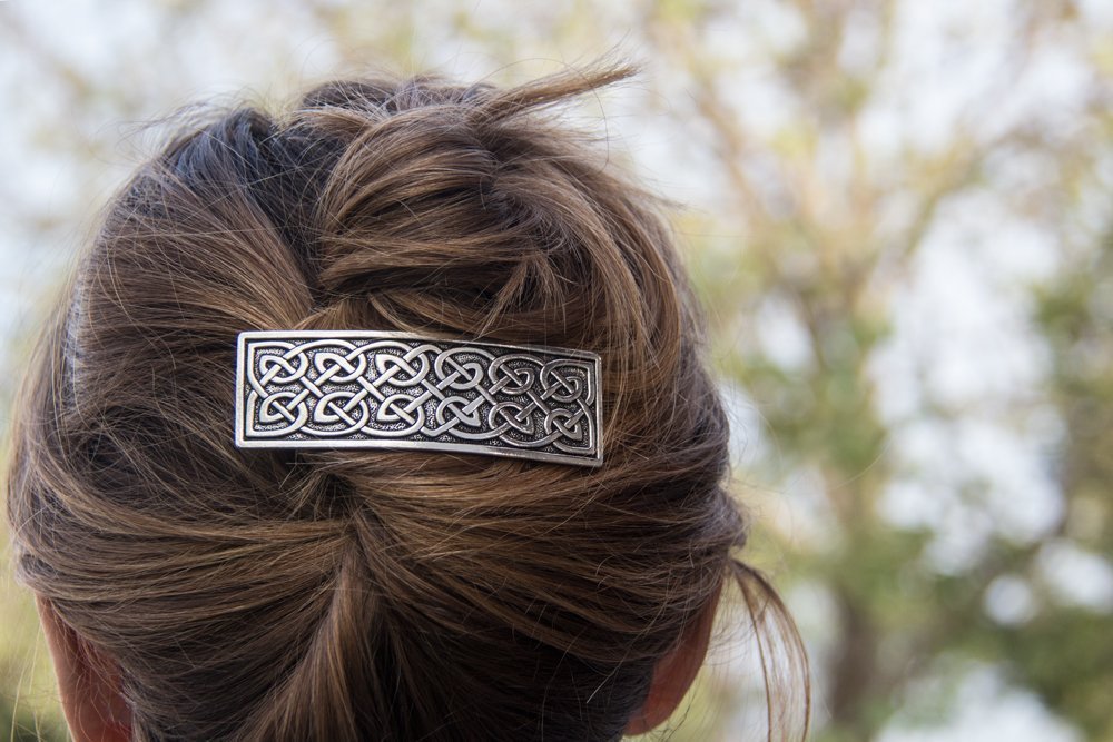 Large Celtic Hair Clip, Large Hand Crafted Metal Barrette Made in the USA with an 80mm Imported French Clip by Oberon Design : Beauty