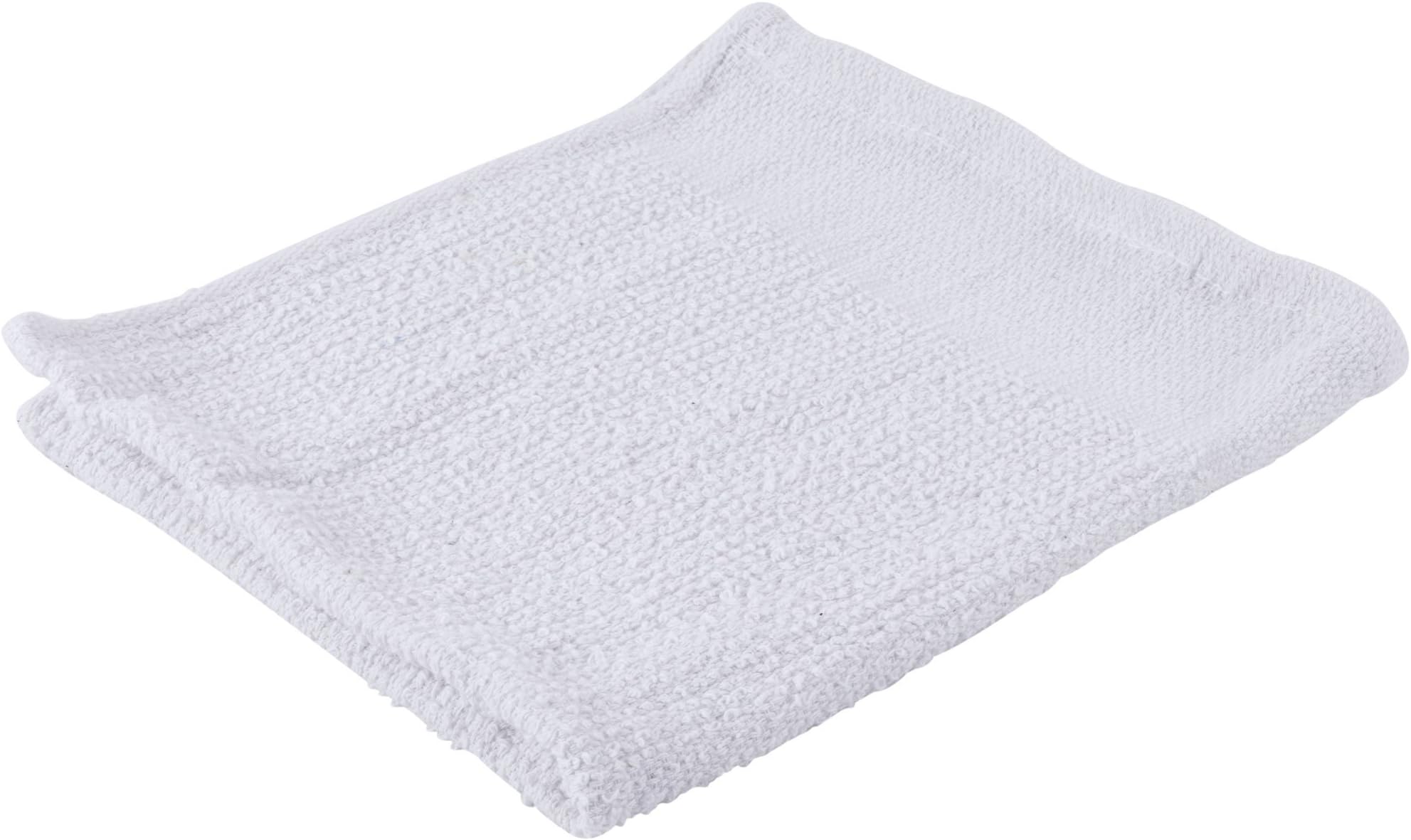 Cotton Ribbed Terry Bar Mop Towel - All Purpose Use 100% Cotton Size 12 / Pack Size 16" X 19" Color White