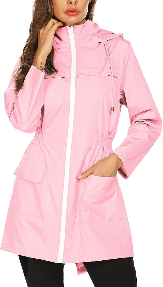 Somewell Womens Waterproof Raincoat Outdoor Lightweight Packable Hooded