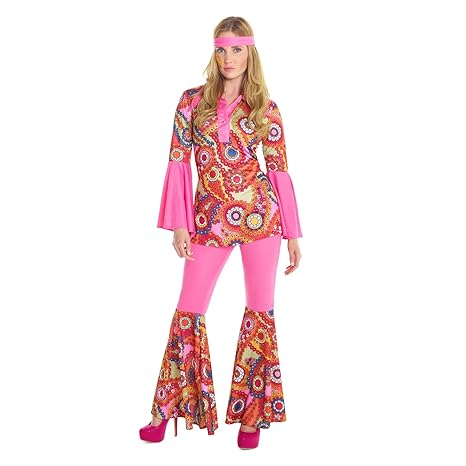 Morph Damen Hippie Hose Kostüm 60er Jahre Frieden Und Liebe Kleidung Für Halloween Und Karneval - X-Groß