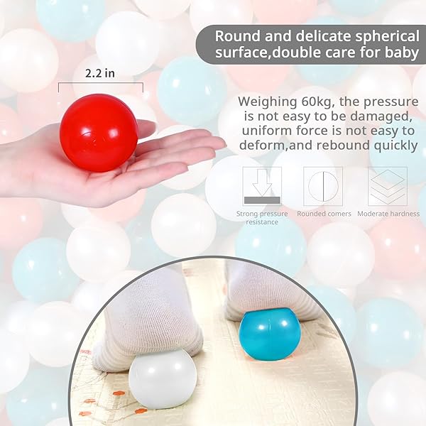 HEOPEIS SOFT PLASTIC BALL PIT BALLS, 100 200 500PCS PLASTIC BALLS FOR KIDS, CRUSH PROOF STRESS BALLS FOR BABY TODDLER BALL PITS PLAY TENT, POOL,BIRTHDAY PARTY DECORATION