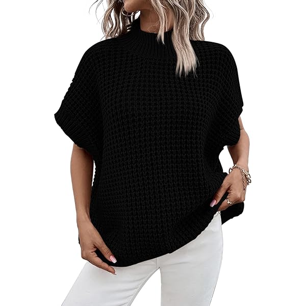 タグ付き未使用　Short Sleeve Knit Pullover Amazon.com: Womens Cap Sleeve Chunky Knit Sweater Plus Size