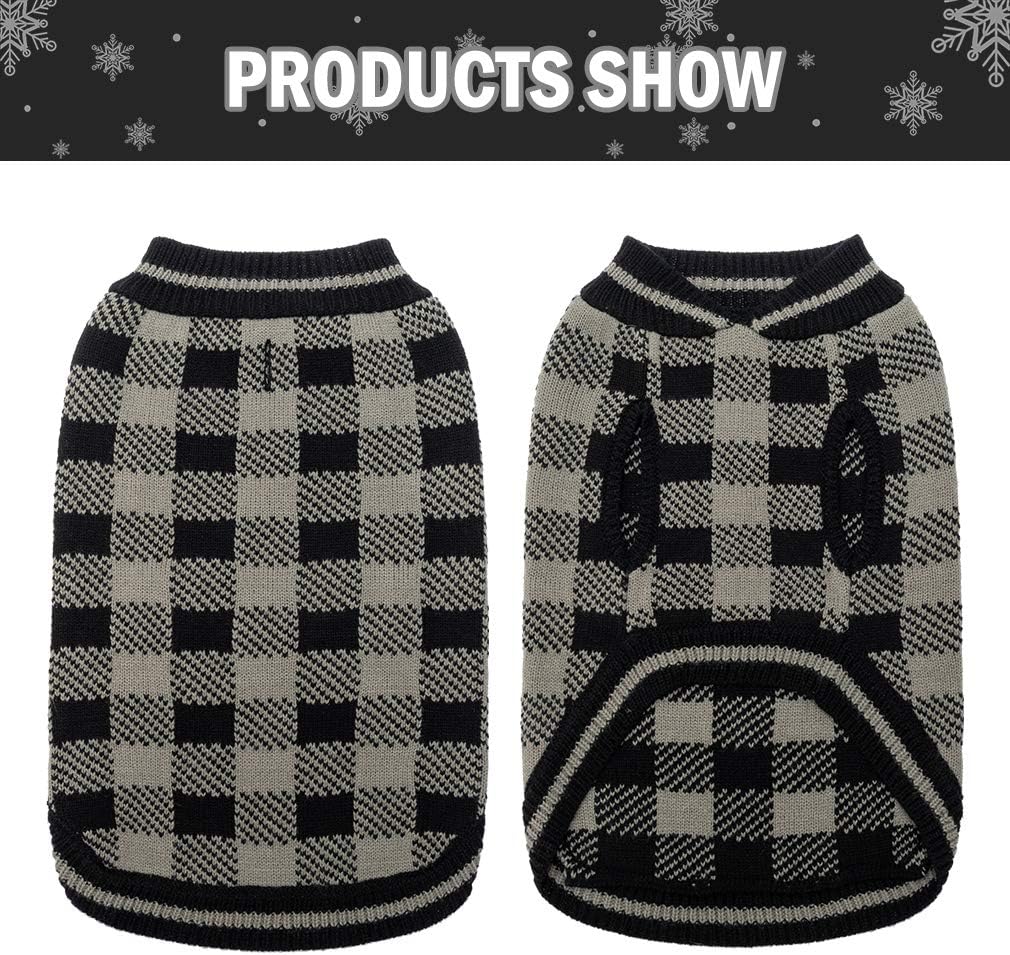 KOOLTAIL Dog Winter Jumper Classic Plaid Dog Knitwear Sweater Soft Baseball Shirt Design for Pet Cold Weather Wearing - Image 3