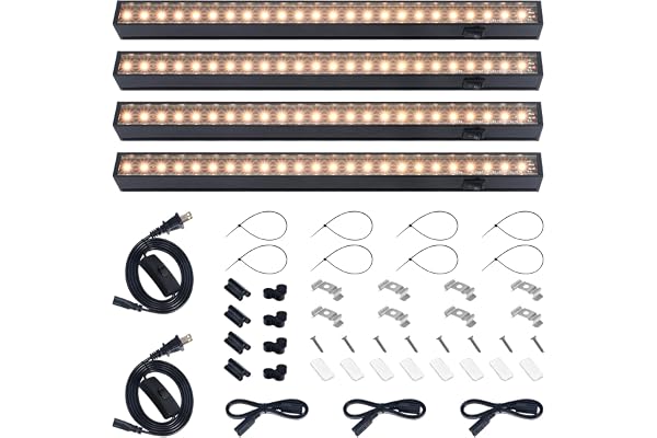 Barrina Grow Lights for Indoor Plants, Full Spectrum Sunlight, Black Cover LED Grow Light Bulbs, T5 Grow Light Strip, 1ft Pla